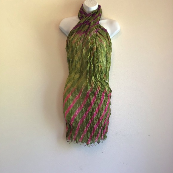 New Green Striped Beach Scarf Wrap Pareo Curtain - Picture 2 of 11